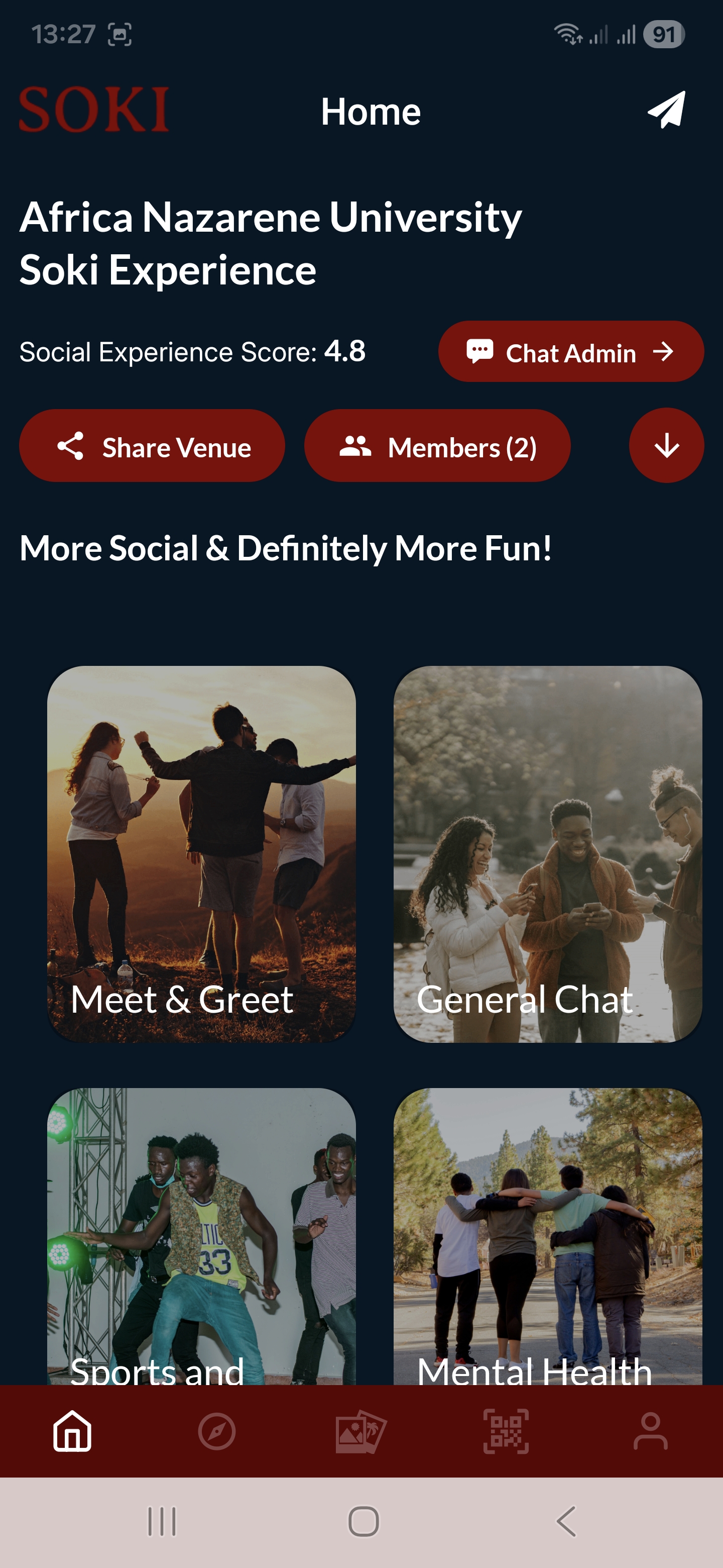 Jump into the right room, topic, or social pocket inside the venue.