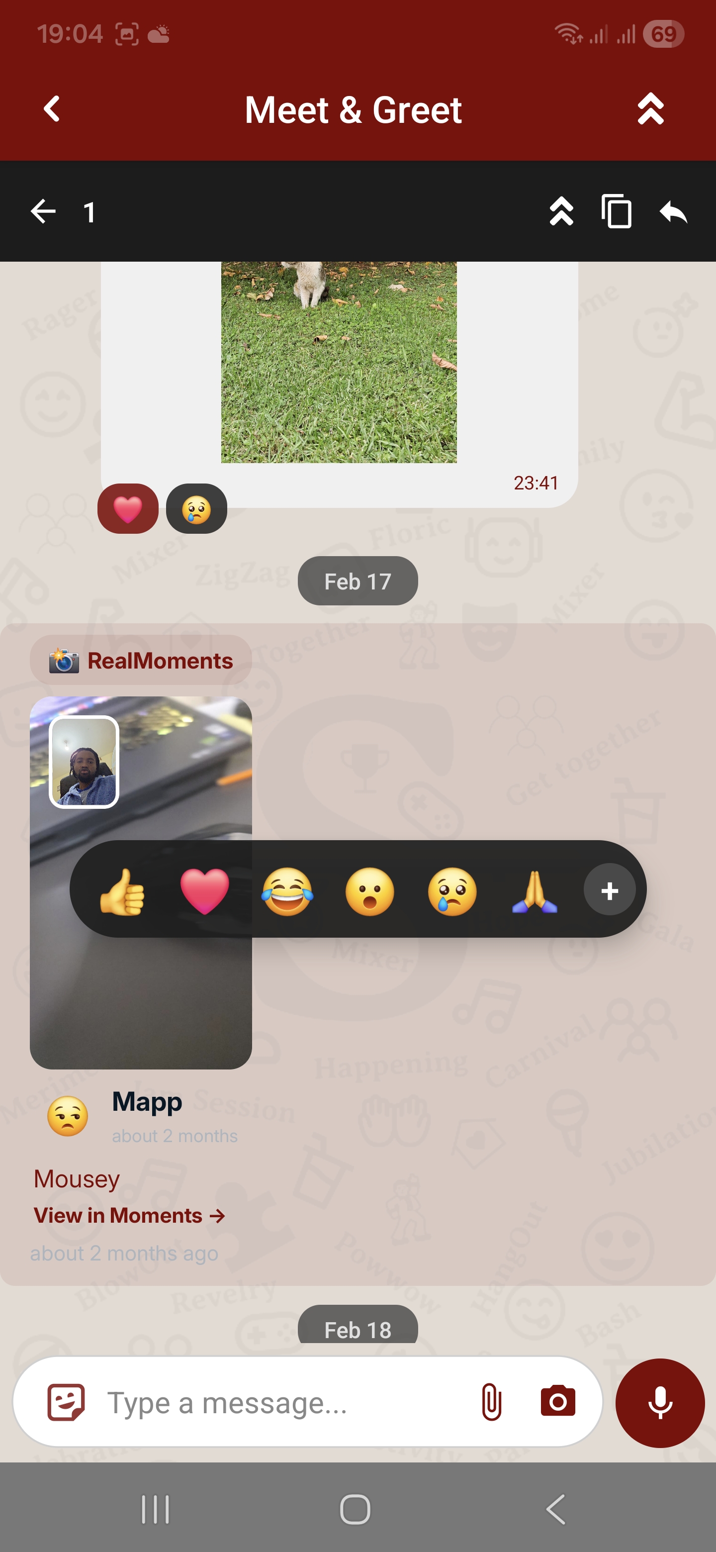 Keep live conversations moving with moments, replies, and reactions.